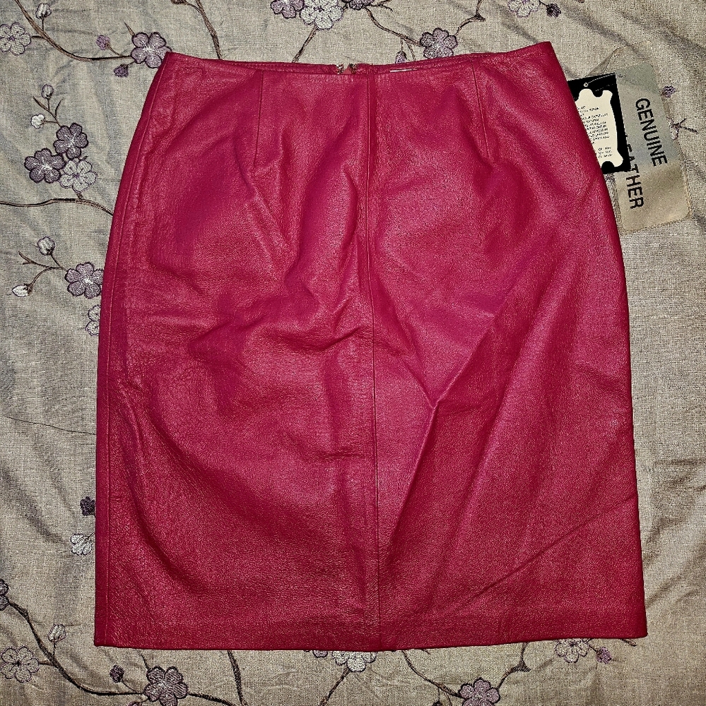Genuine Leather Raspberry Pink Skirt- US 8